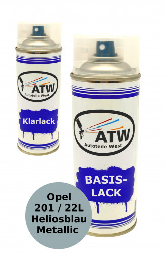 Autolack für Opel 201 / 22L Heliosblau Metallic+400ml Klarlack Set